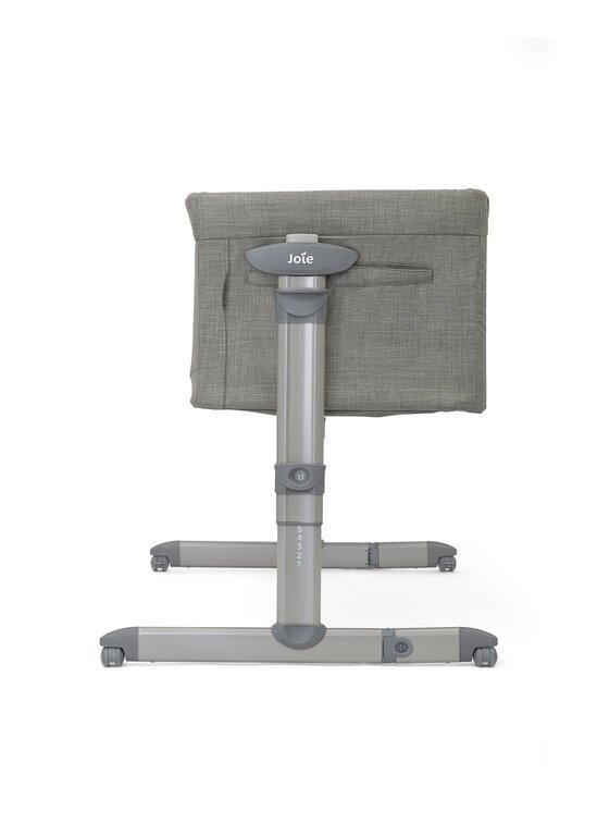 JOIE Patut pliant 2 in 1 Roomie Glide Foggy Gray cu panou lateral glisant ajustabil pe inaltime roti cu sistem de blocare cadru aluminiu