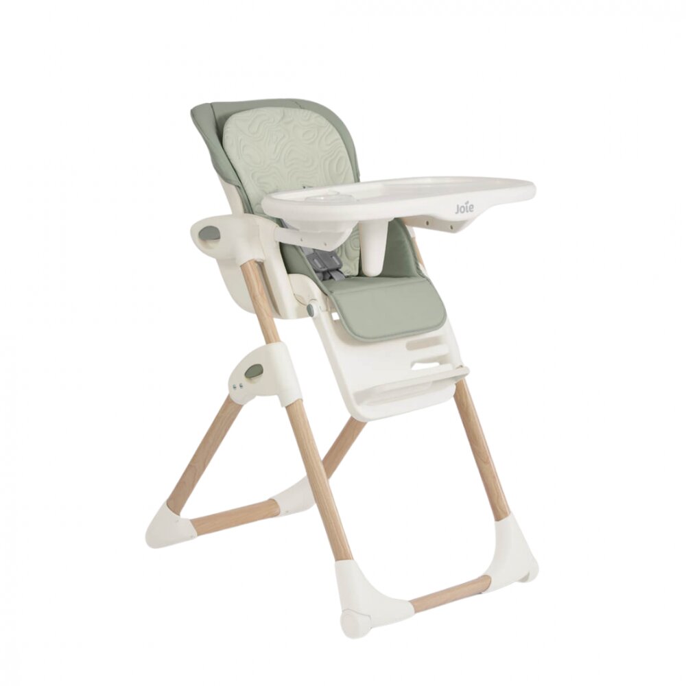 JOIE Scaun de masa Mimzy Recline Strata Mist Wood spatar reglabil in 5 pozitii inaltime ajustabila si tavita reglabiladetasabila centuri greutate suportata 15 kg