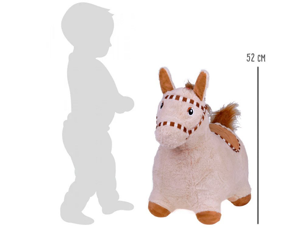 Jokomisiada Calut gonflabil de sarit pentru copii brown realizat din cauciuc imbracat in plus pufos cu pompa de picior inclusa dimensiune 61 x 17 x 52 cm