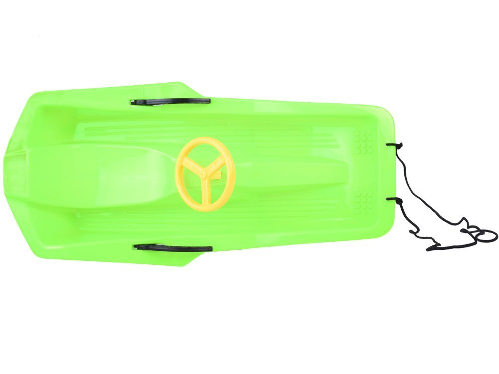 Jokomisiada Sanie din plastic pentru copii green cu volan frana dublu-laterala si sfoara pentru tractiune si ghidare dimensiune 100 x 51 x 22 cm
