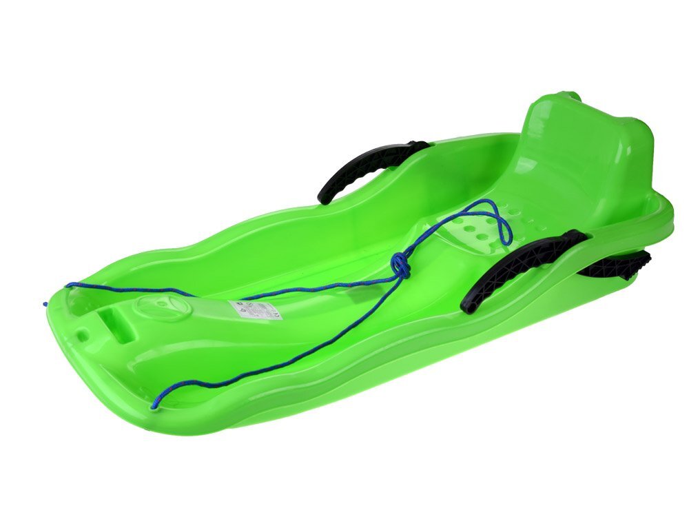 Jokomisiada Sanie din plastic pentru copii green din plastic cu frana dublu-laterala si sfoara pentru tractiune si ghidare