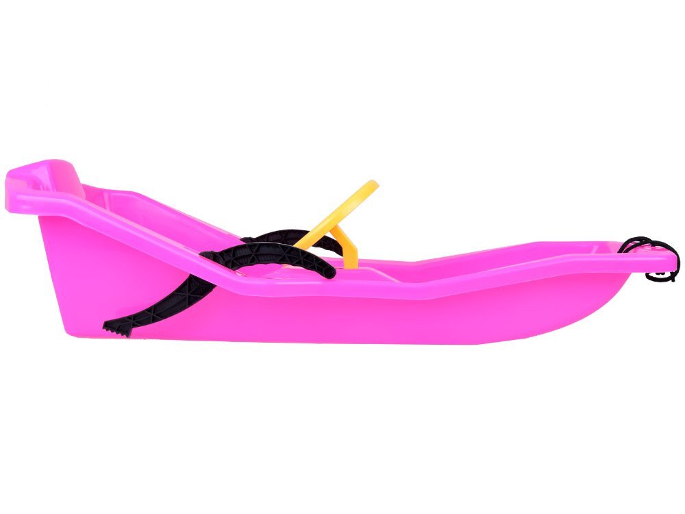 Jokomisiada Sanie din plastic pentru copii pink cu volan frana dublu-laterala si sfoara pentru tractiune si ghidare dimensiune 100 x 51 x 22 cm