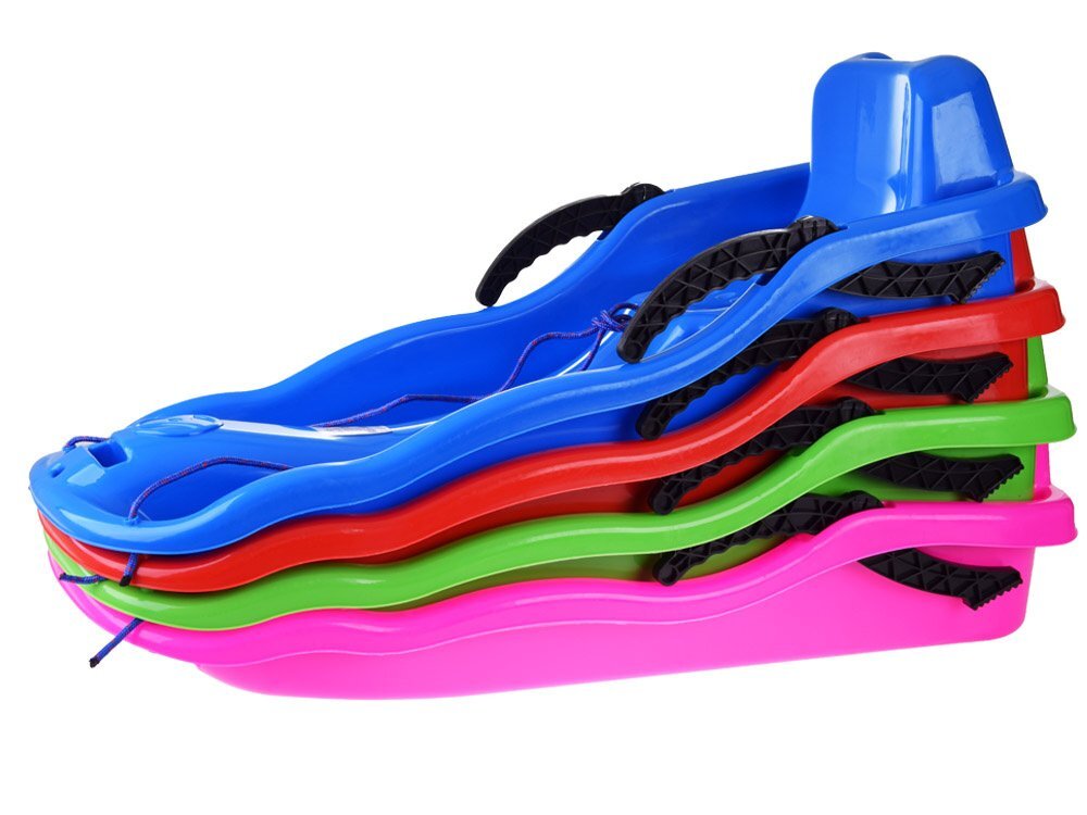 Jokomisiada Sanie din plastic pentru copii pink din plastic cu frana dublu-laterala si sfoara pentru tractiune si ghidare