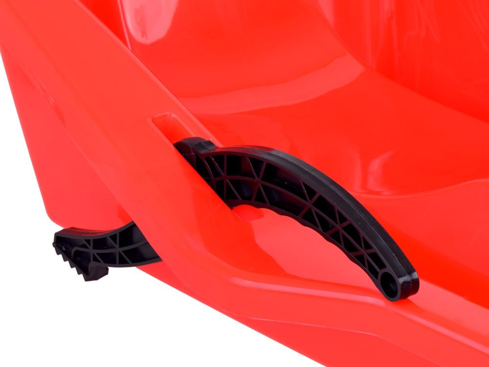 Jokomisiada Sanie din plastic pentru copii rosie cu volan frana dublu-laterala si sfoara pentru tractiune si ghidare dimensiune 100 x 51 x 22 cm