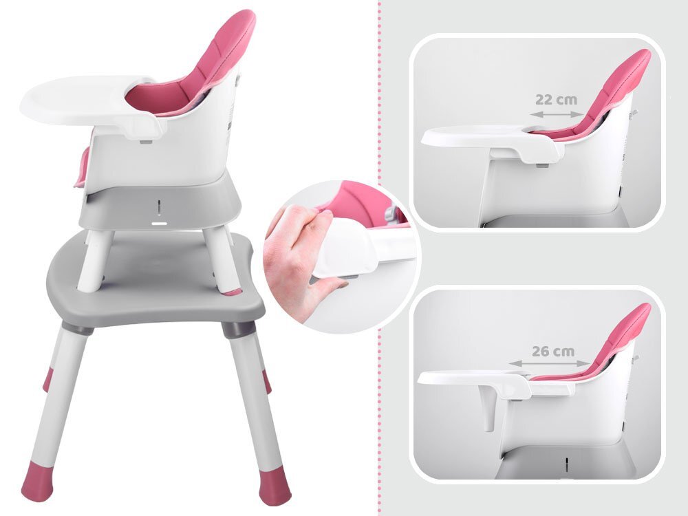 Jokomisiada Scaun de masa multifunctional 6 in 1 pentru copii culoarea roz picioare antiderapante asamblare intuitiva dimensiune 41 x 40 x 35 cm