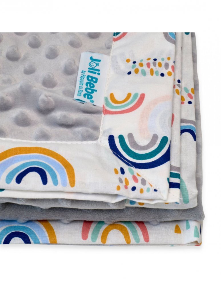 Joli Bebe Paturica cu 2 fete din plus minky si bumbac 100 x 100 cm model curcubee gri