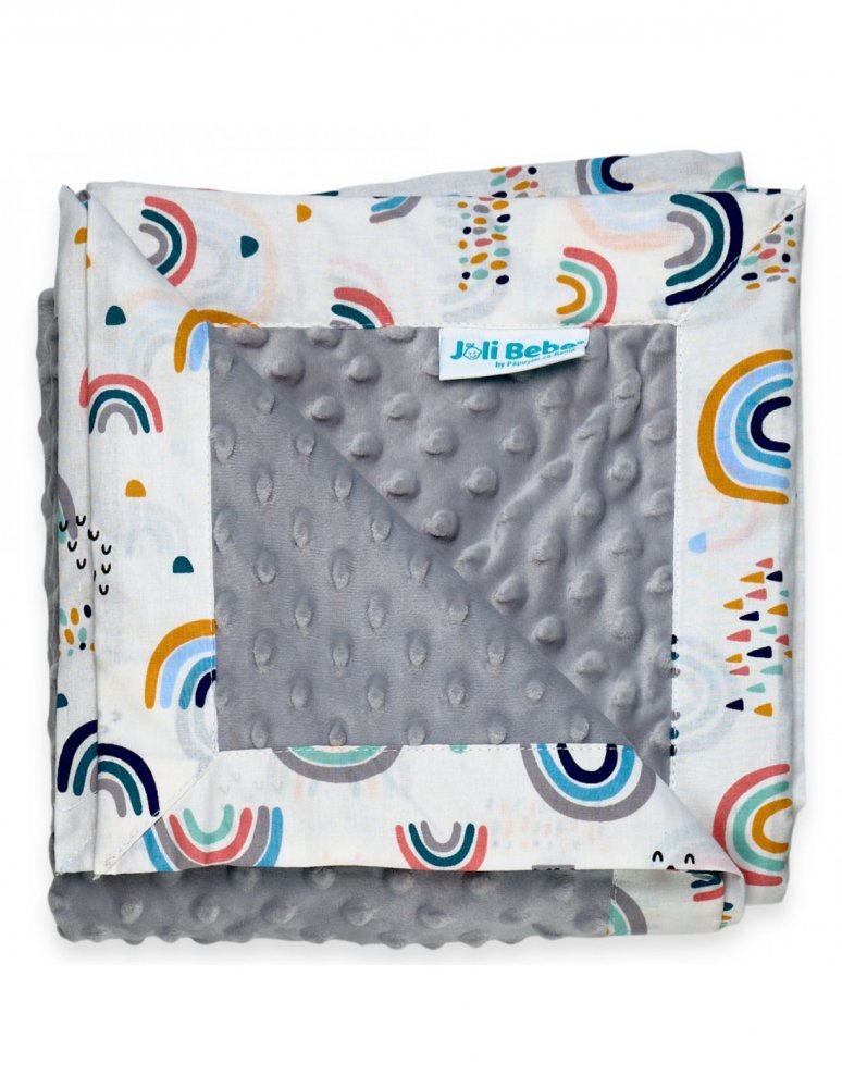 Joli Bebe Paturica cu 2 fete din plus minky si bumbac 100 x 100 cm model curcubee gri