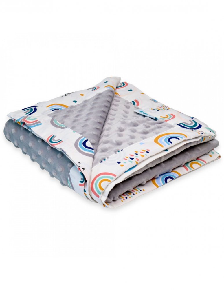 Joli Bebe Paturica cu 2 fete din plus minky si bumbac 100 x 100 cm model curcubee gri
