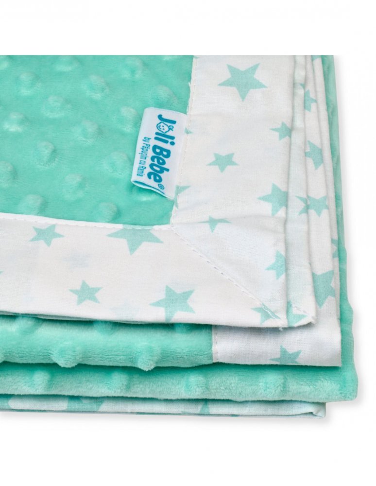 Joli Bebe Paturica cu 2 fete din plus minky si bumbac 100 x 100 cm model stele menta