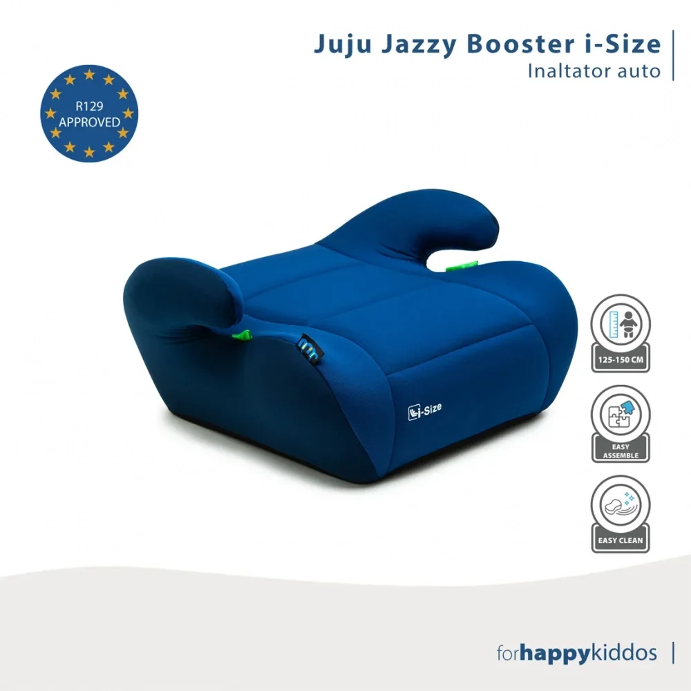 Juju Inaltator auto i-Size Jazzy Booster Albastru-Bleumarin 125x150 cm cotiere moi husa detasabila