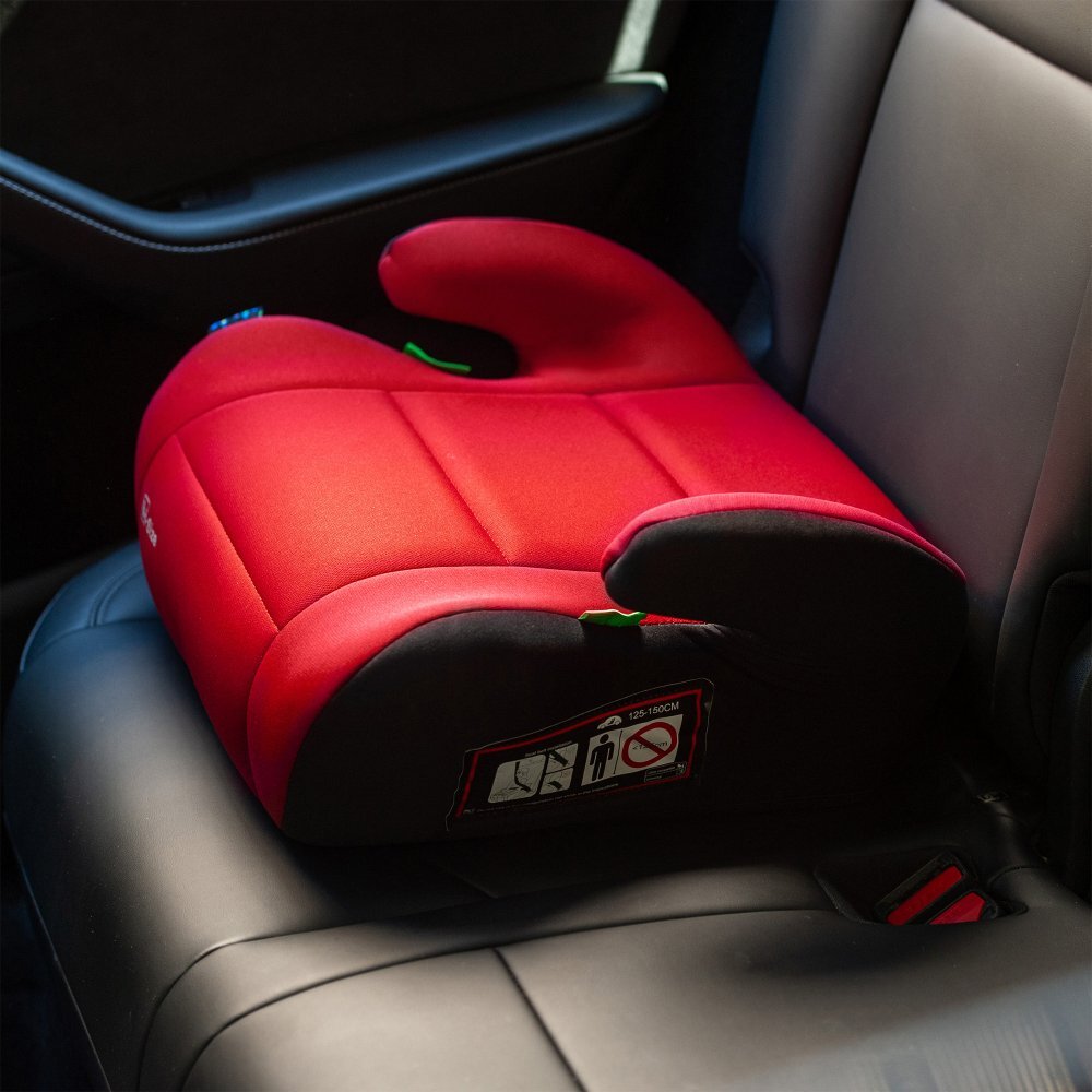 Juju Inaltator auto i-Size Jazzy Booster Negru-Rosu 125x150 cm cotiere moi husa detasabila