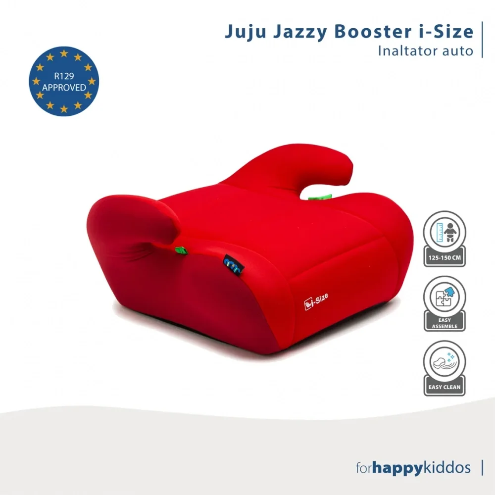 Juju Inaltator auto i-Size Jazzy Booster Rosu-Bordo 125x150 cm cotiere moi husa detasabila