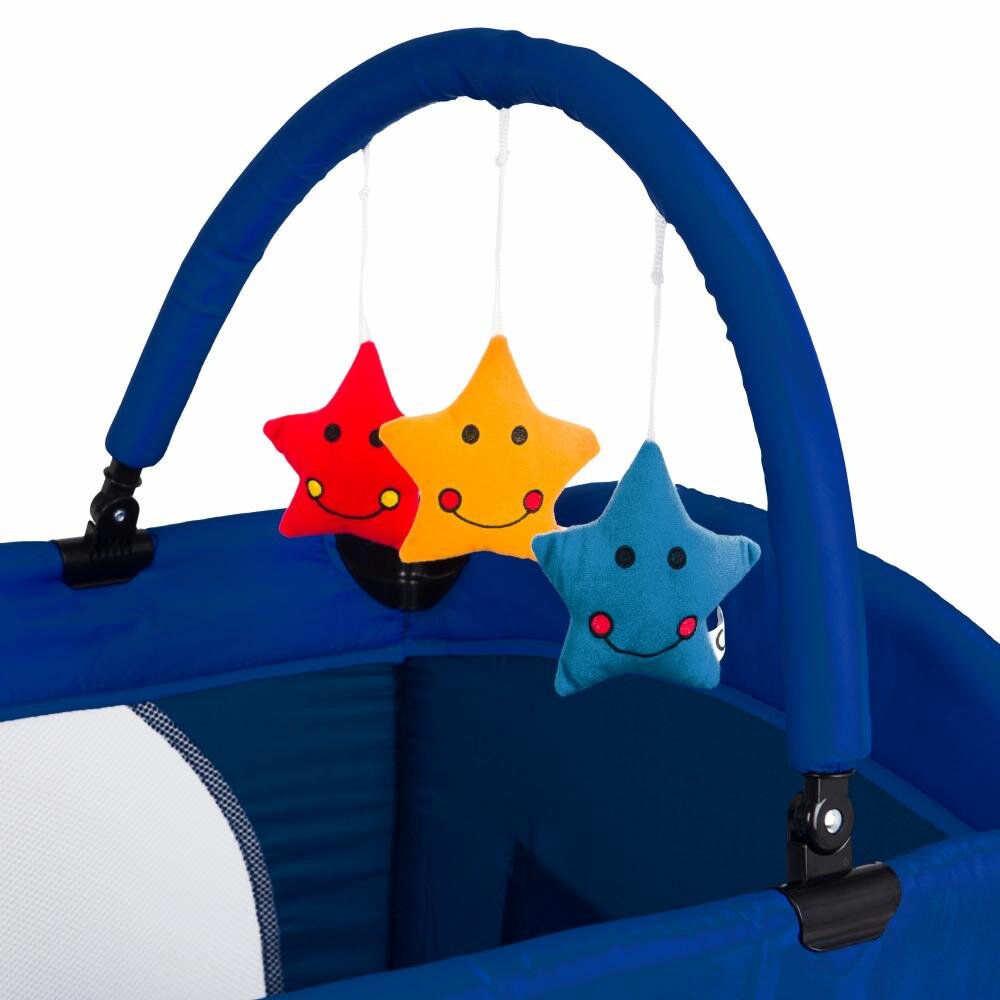 Juju Patut pentru copii Sleepy Baby Space Adventure pliabil roti cu blocare bara de jucarii salteluta de infasat geanta de transport usita laterala cu fermoar dimensiuni 125 L x 65 l x 78 cm