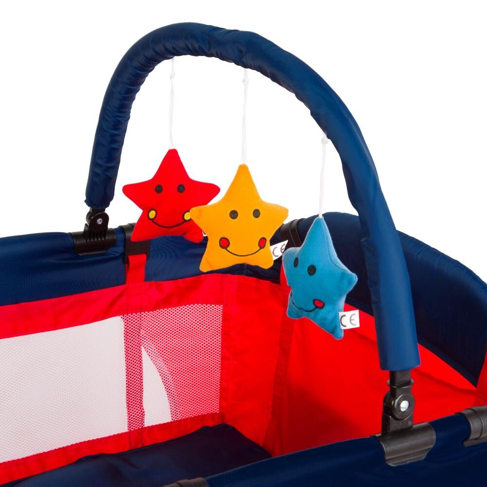 Juju Patut pentru copii Sleepy Baby Unicorn pliabil roti cu blocare bara de jucarii salteluta de infasat geanta de transport usita laterala cu fermoar dimensiuni 125 L x 65 l x 78 cm