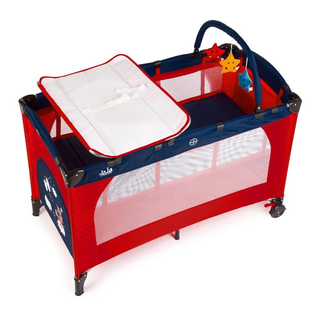 Juju Patut pentru copii Sleepy Baby Unicorn pliabil roti cu blocare bara de jucarii salteluta de infasat geanta de transport usita laterala cu fermoar dimensiuni 125 L x 65 l x 78 cm