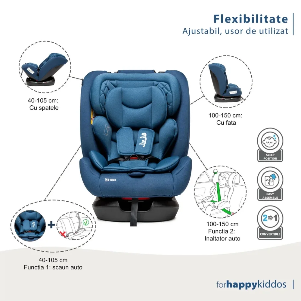 Juju Scaun auto Gladiator i-Size albastru certificare ECE R129 tetiera si centuri reglabile