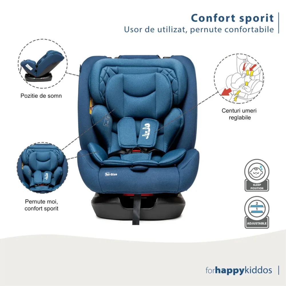Juju Scaun auto Gladiator i-Size albastru certificare ECE R129 tetiera si centuri reglabile