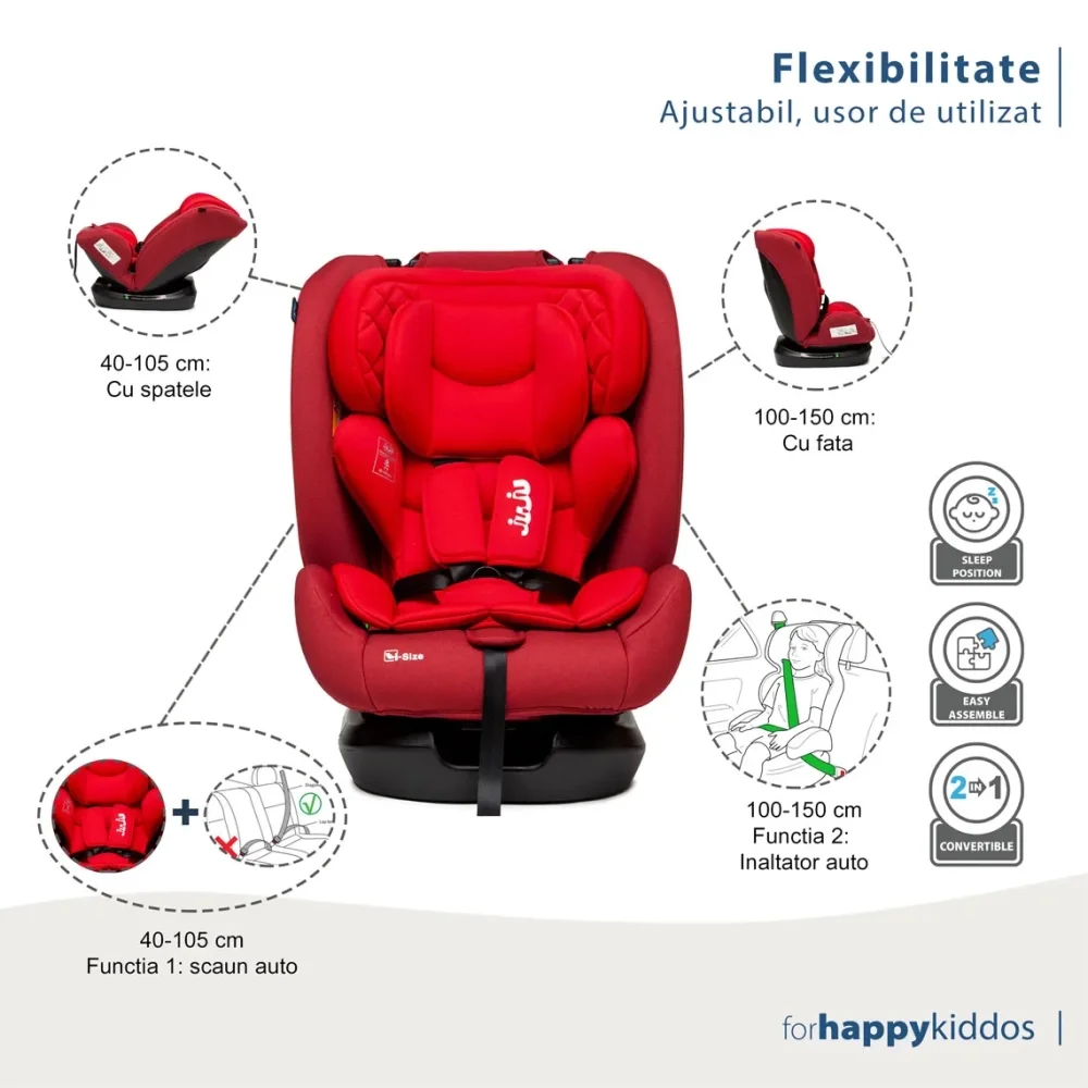 Juju Scaun auto Gladiator i-Size rosu certificare ECE R129 tetiera si centuri reglabile