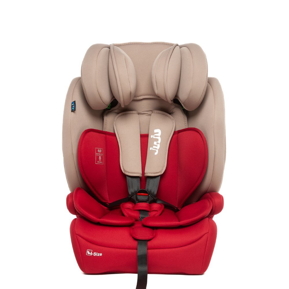 Juju Scaun auto i-Size Safe Rider Bej-Bordo 76-150 cm convertibil in inaltator tetiera reglabila cotiere pernute moi husa detasabila
