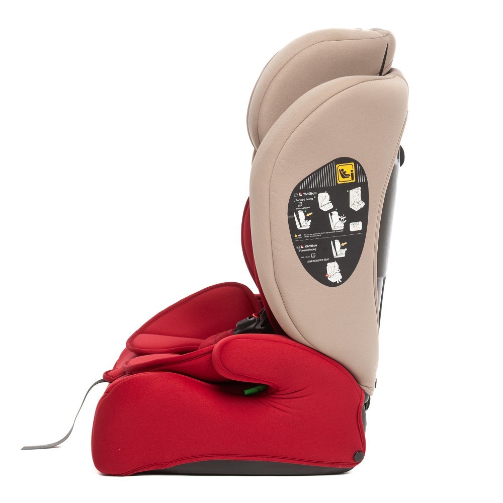 Juju Scaun auto i-Size Safe Rider Bej-Bordo 76-150 cm convertibil in inaltator tetiera reglabila cotiere pernute moi husa detasabila