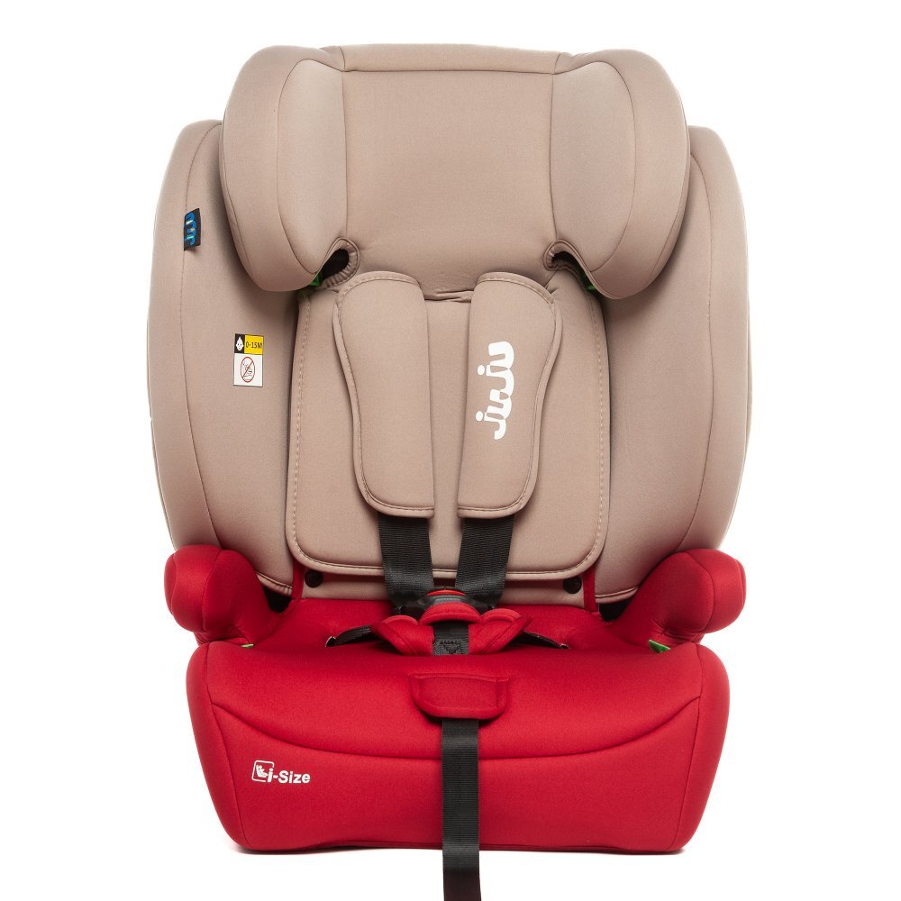 Juju Scaun auto i-Size Safe Rider Bej-Bordo 76-150 cm convertibil in inaltator tetiera reglabila cotiere pernute moi husa detasabila