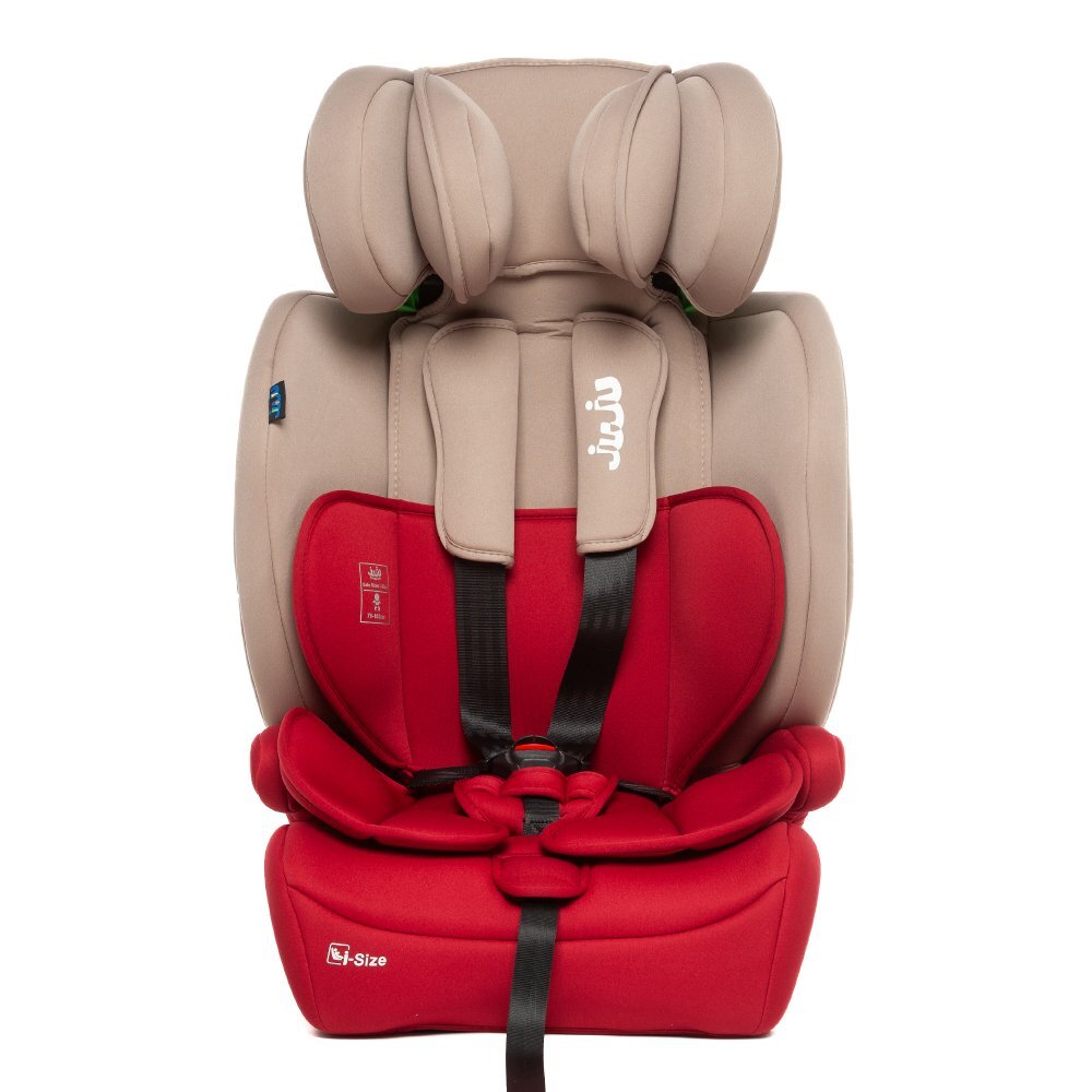 Juju Scaun auto i-Size Safe Rider Bej-Bordo 76-150 cm convertibil in inaltator tetiera reglabila cotiere pernute moi husa detasabila