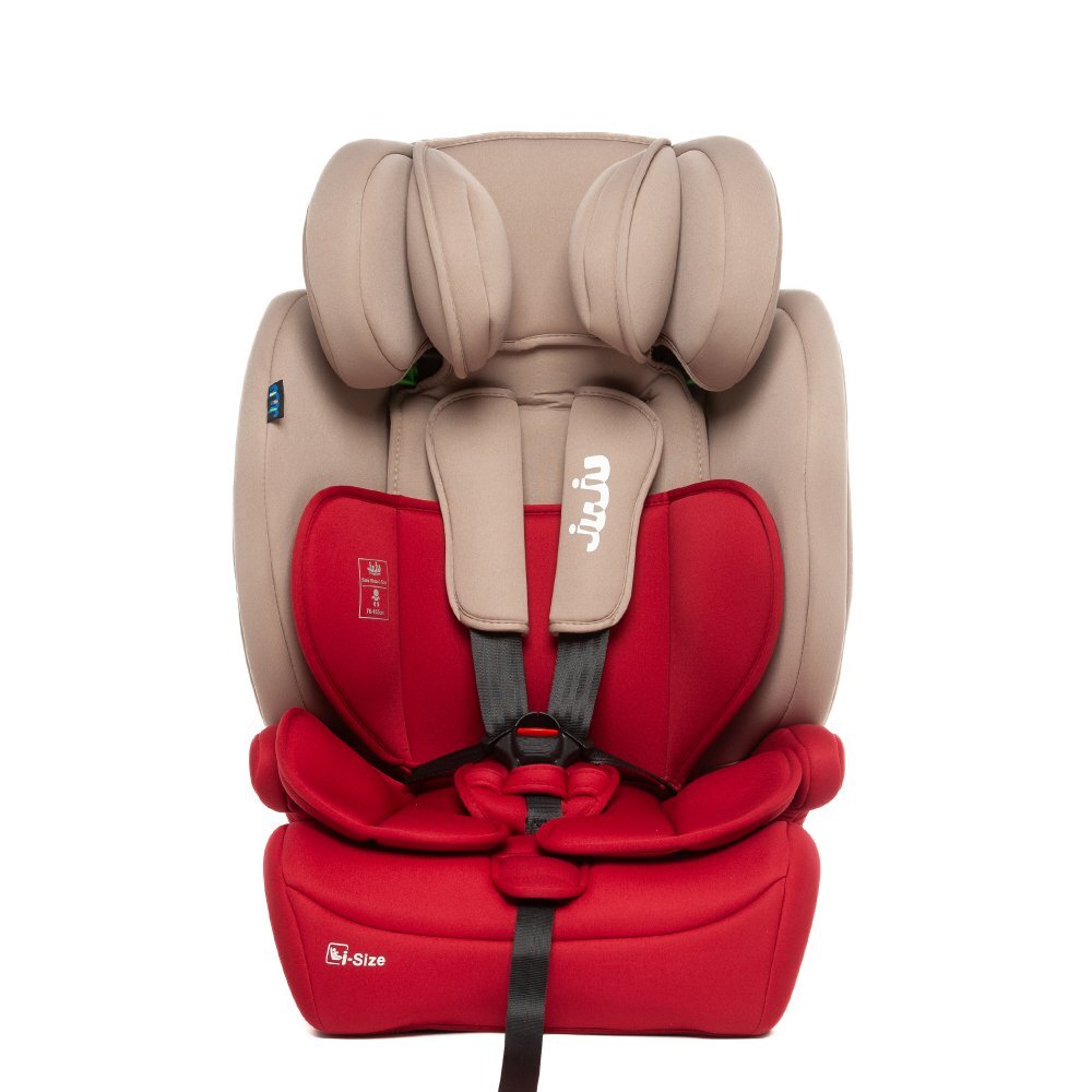 Juju Scaun auto i-Size Safe Rider Bej-Bordo 76-150 cm convertibil in inaltator tetiera reglabila cotiere pernute moi husa detasabila
