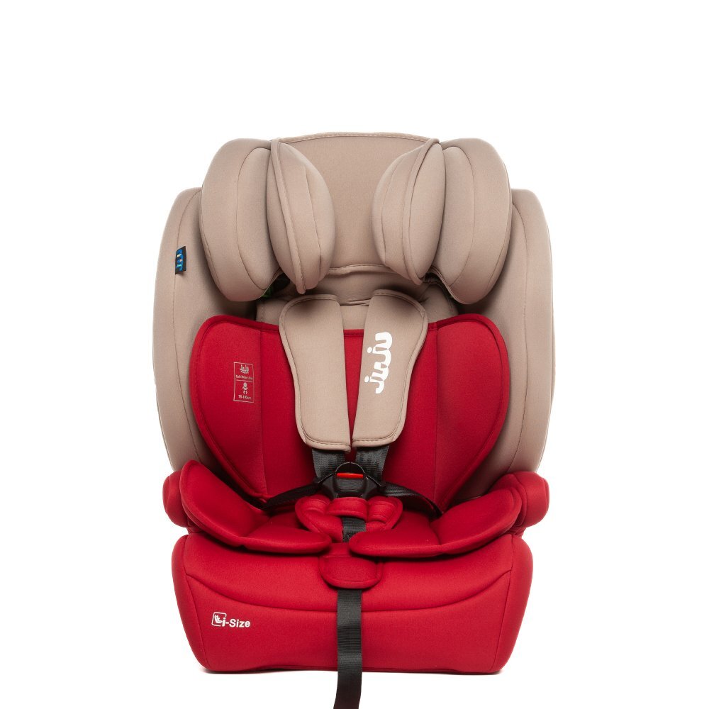 Juju Scaun auto i-Size Safe Rider Bej-Bordo 76-150 cm convertibil in inaltator tetiera reglabila cotiere pernute moi husa detasabila