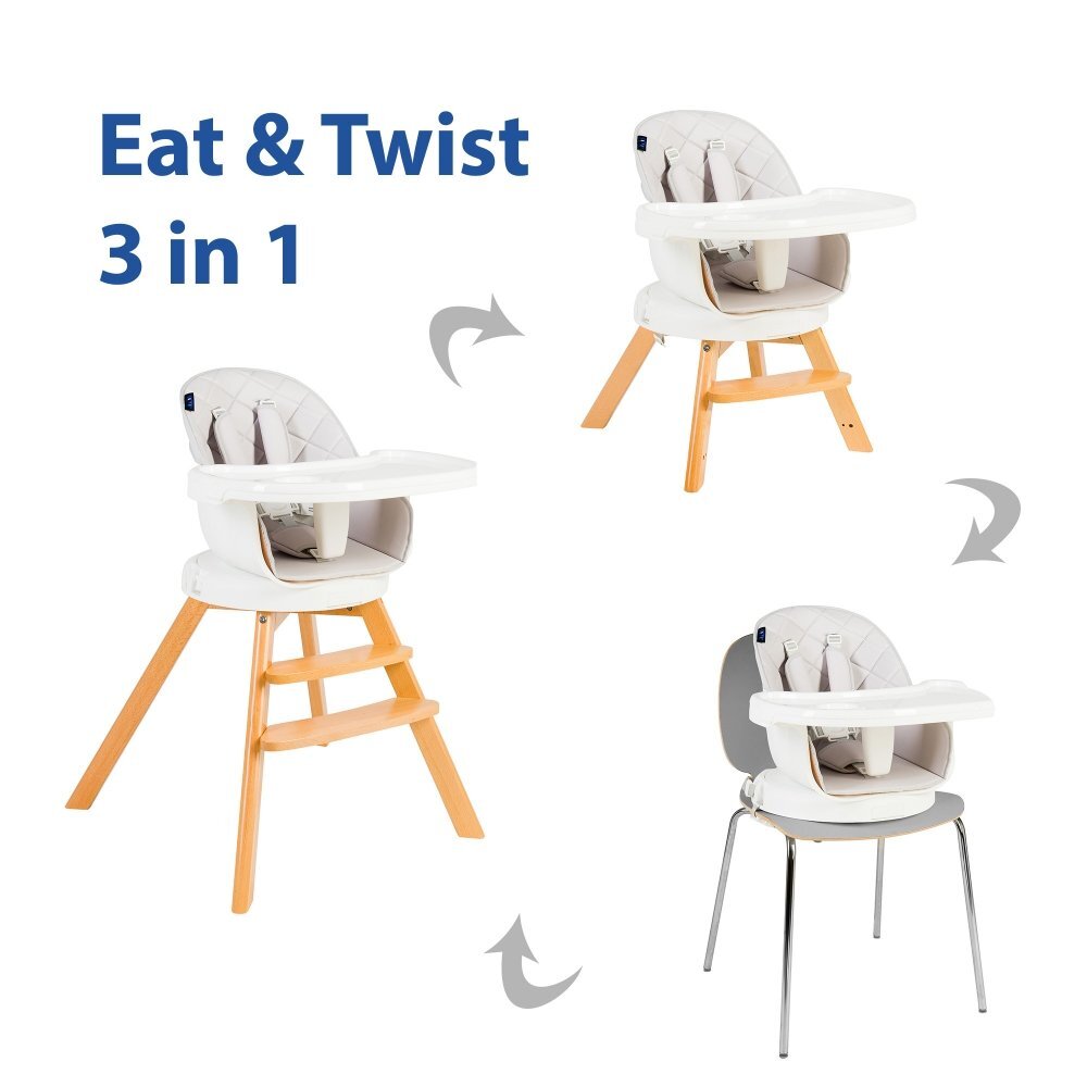 Juju Scaun de masa 3 in 1 EatTwist gri