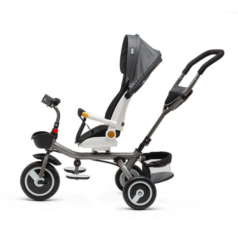 Juju Tricicleta pentru copii Bliss Ride Gri 3 in 1 pozitie de somn reversibila far luminos muzica cos depozitare gentuta protectie UV cauciucuri spuma EVA greutate maxima admisa 25kg