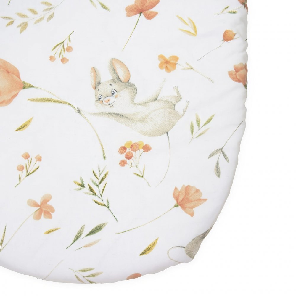 Kerstin Cearceaf cu banda elastica pentru landou copii Fairytale Mouse realizat din bumbac 100 dimensiune 80 x 38 cm
