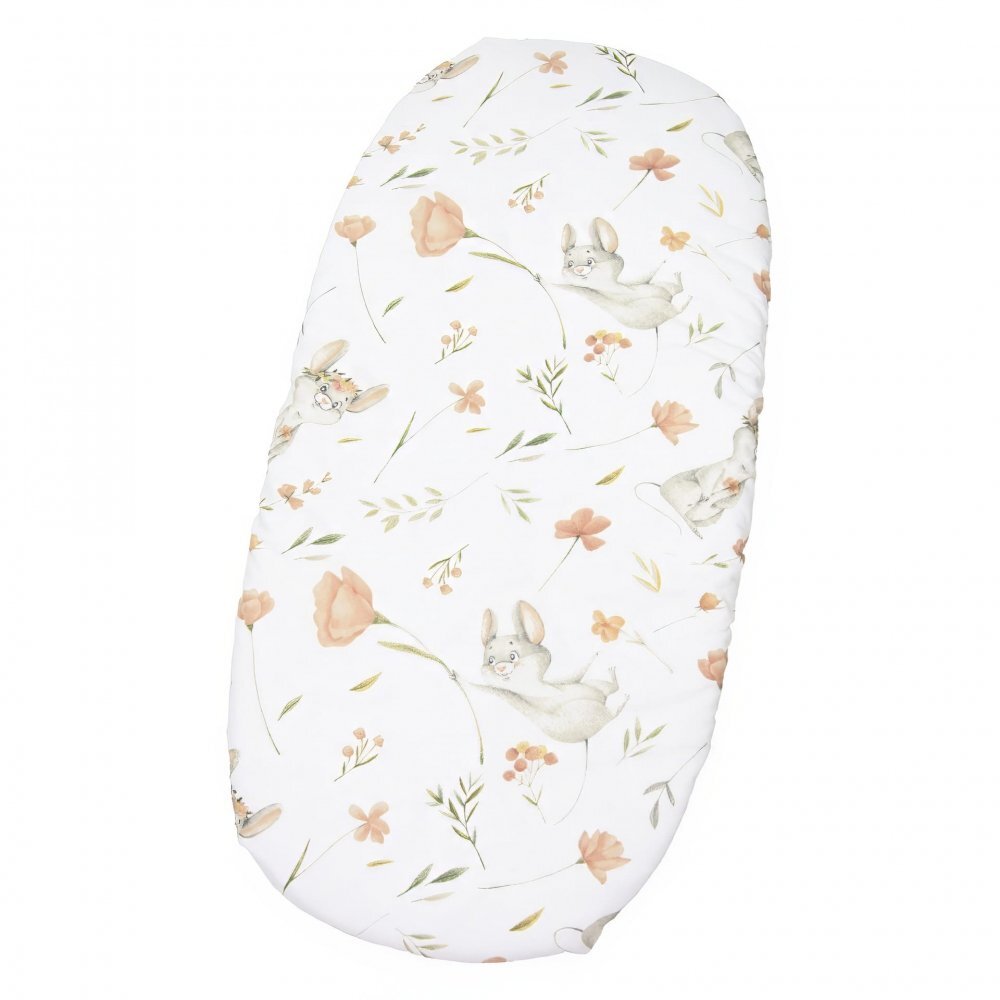 Kerstin Cearceaf cu banda elastica pentru landou copii Fairytale Mouse realizat din bumbac 100 dimensiune 80 x 38 cm