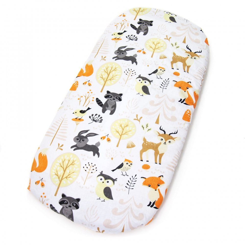 Kerstin Cearceaf cu banda elastica pentru landou copii Forest Friends realizat din bumbac 100 dimensiune 80 x 38 cm