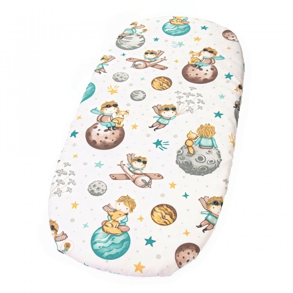 Kerstin Cearceaf cu banda elastica pentru landou copii Little Prince realizat din bumbac 100 dimensiune 80 x 38 cm
