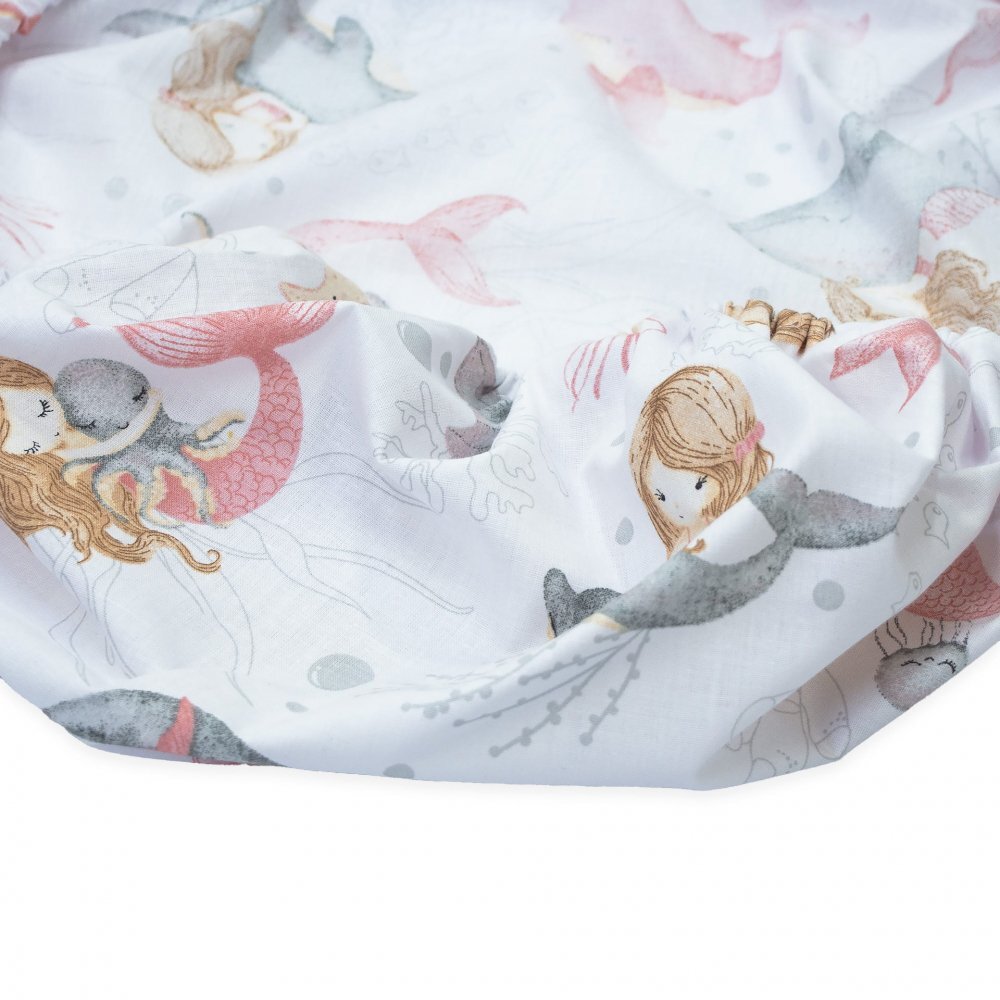 Kerstin Cearceaf cu banda elastica pentru landou copii Pink Mermaid realizat din bumbac 100 dimensiune 80 x 38 cm