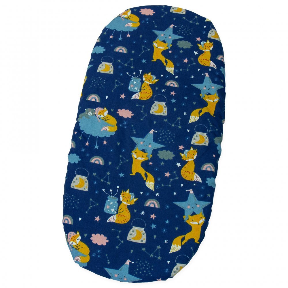 Kerstin Cearceaf cu banda elastica pentru landou copii Sleepy Fox realizat din bumbac 100 dimensiune 80 x 38 cm