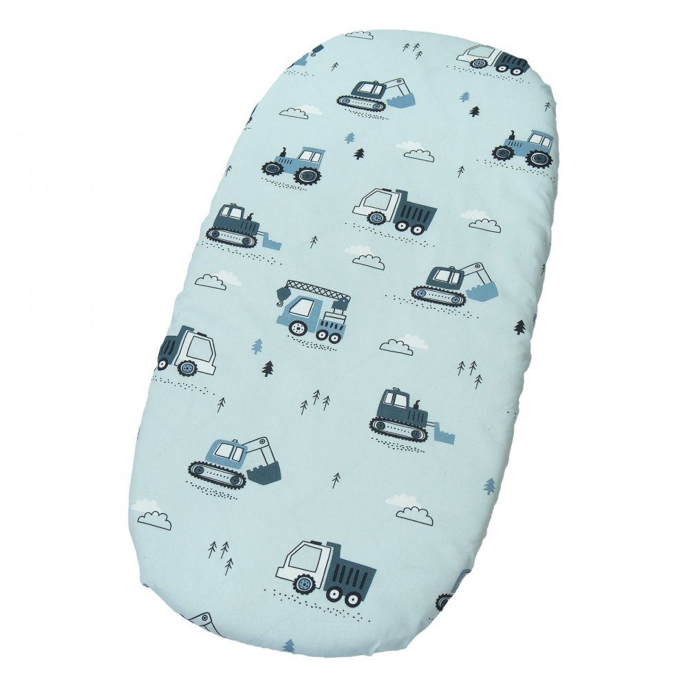 Kerstin Cearceaf cu banda elastica pentru landou copii Tractors realizat din bumbac 100 dimensiune 80 x 38 cm