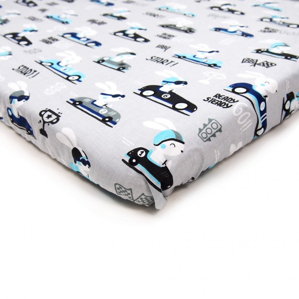 Kerstin Cearceaf cu banda elastica pentru pat copii Bunny Drivers 100 bumbac pentru saltea 120x60 cm