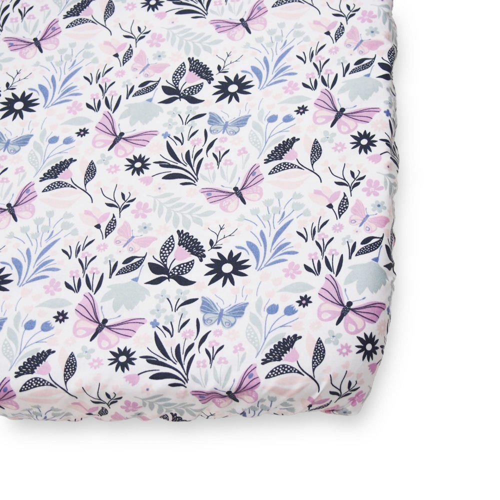 Kerstin Cearceaf cu banda elastica pentru pat copii Fluturi si libelule 100 bumbac pentru saltea 120x60 cm