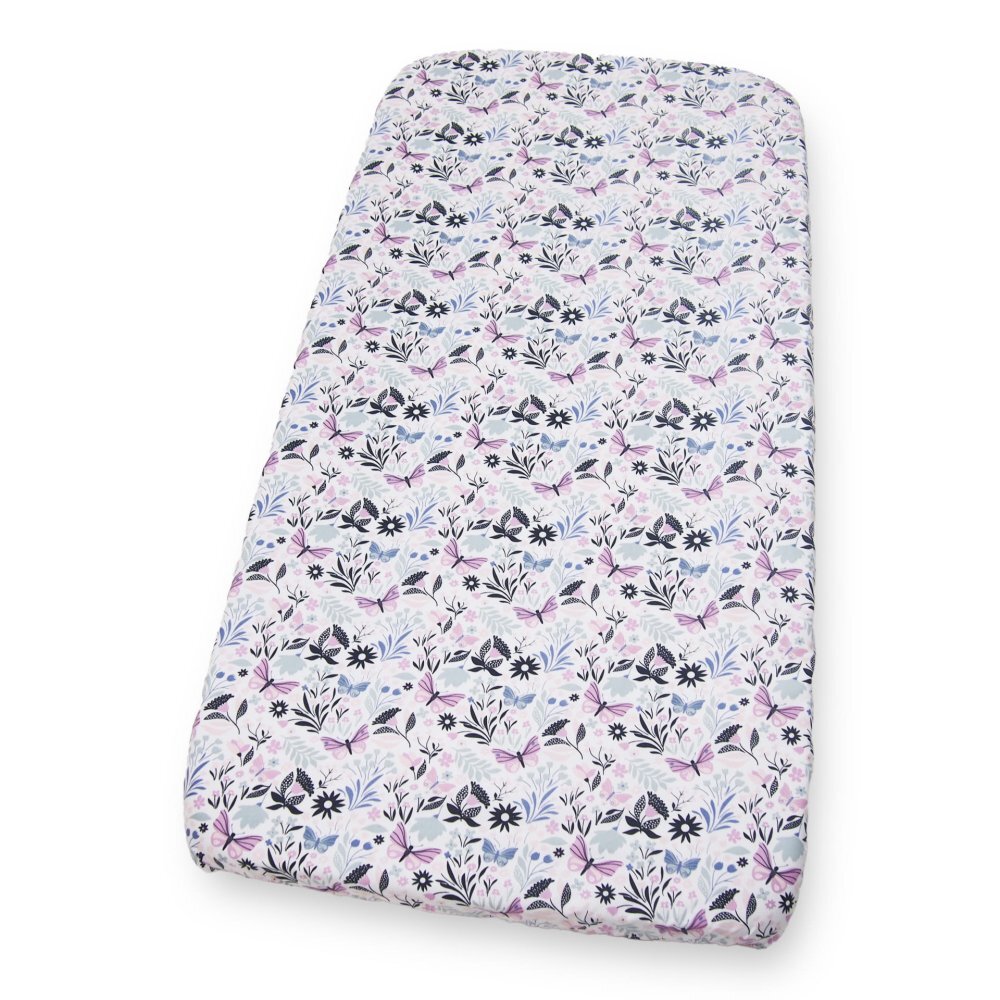 Kerstin Cearceaf cu banda elastica pentru pat copii Fluturi si libelule 100 bumbac pentru saltea 120x60 cm