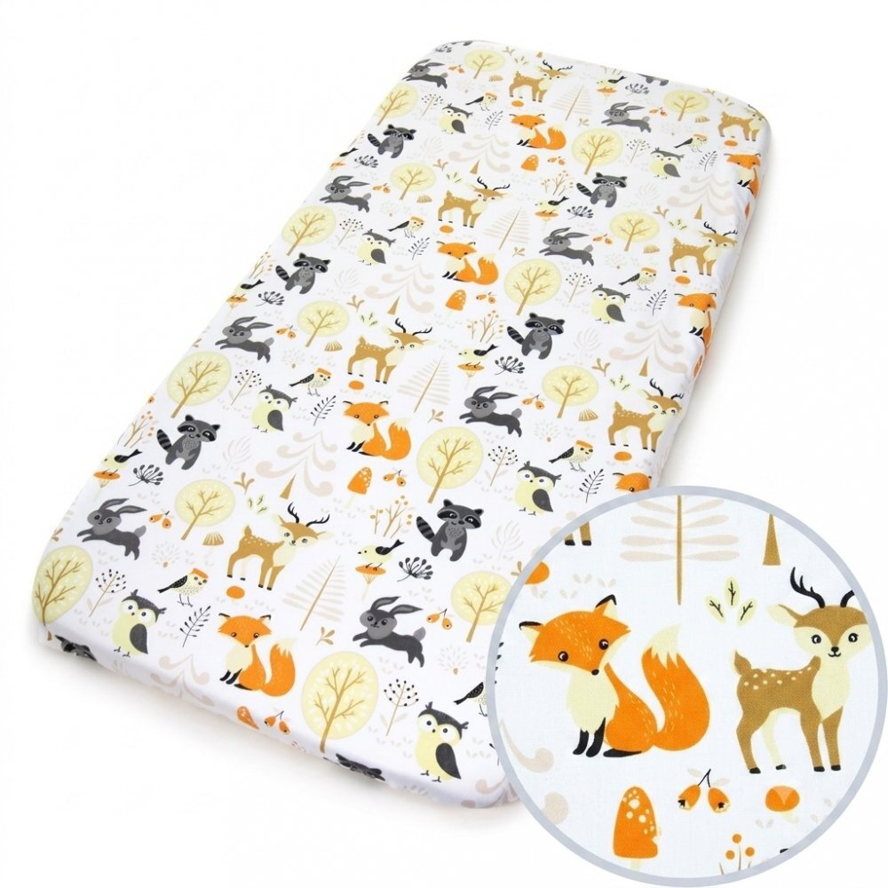 Kerstin Cearceaf cu banda elastica pentru pat copii Forest Friends 100 bumbac pentru saltea 120x60 cm