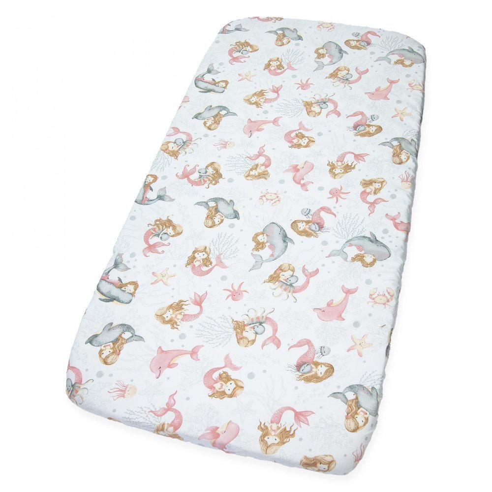 Kerstin Cearceaf cu banda elastica pentru pat copii Pink Mermaid 100 bumbac pentru saltea 120x60 cm