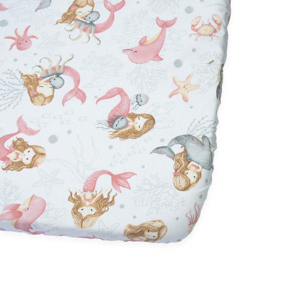 Kerstin Cearceaf cu banda elastica pentru pat copii Pink Mermaid 100 bumbac pentru saltea 120x60 cm