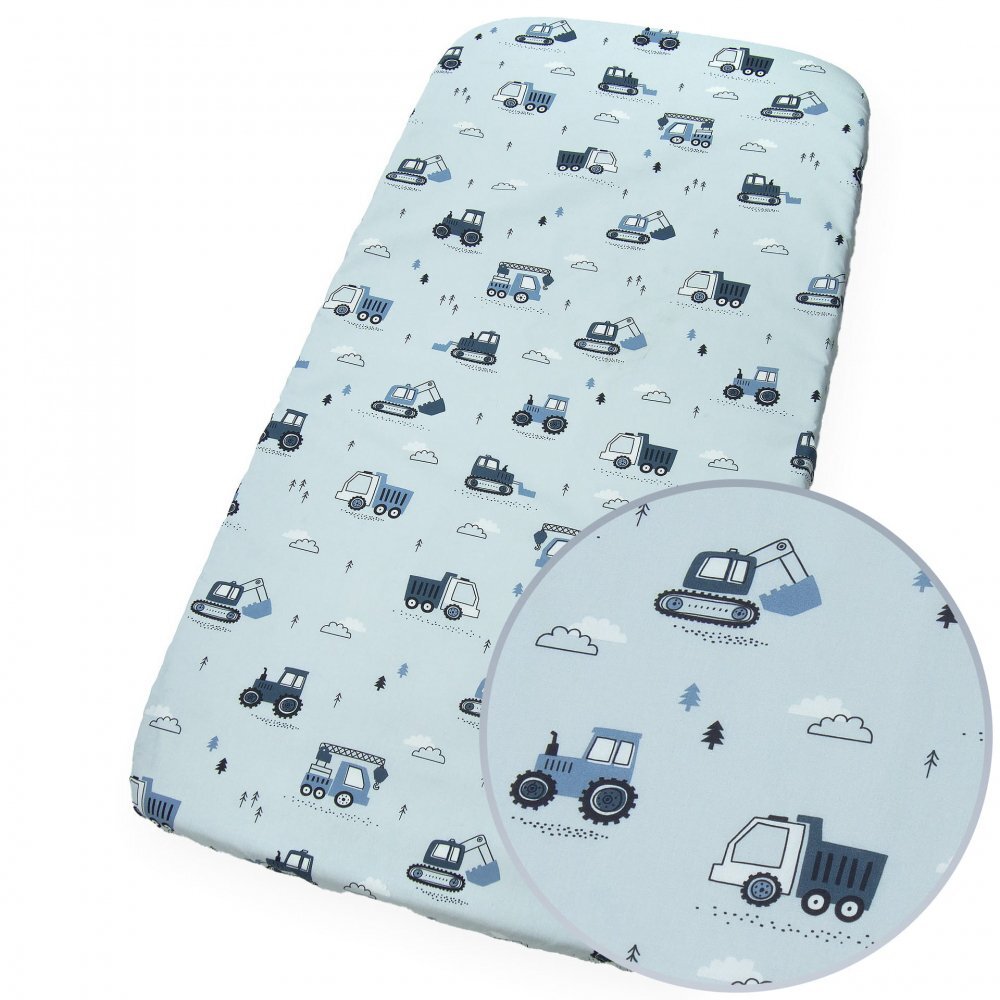Kerstin Cearceaf cu banda elastica pentru pat copii Tractors 100 bumbac pentru saltea 120x60 cm