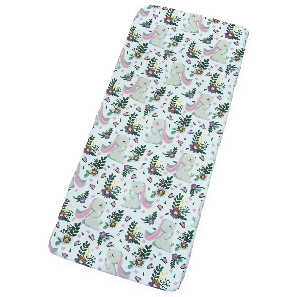 Kerstin Cearceaf pentru patut copii Bunny Pink 90x40 cm cu elastic roata material 100 bumbac