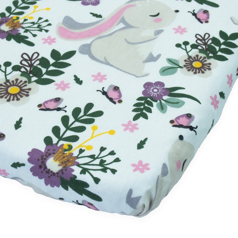 Kerstin Cearceaf pentru patut copii Bunny Pink 90x40 cm cu elastic roata material 100 bumbac