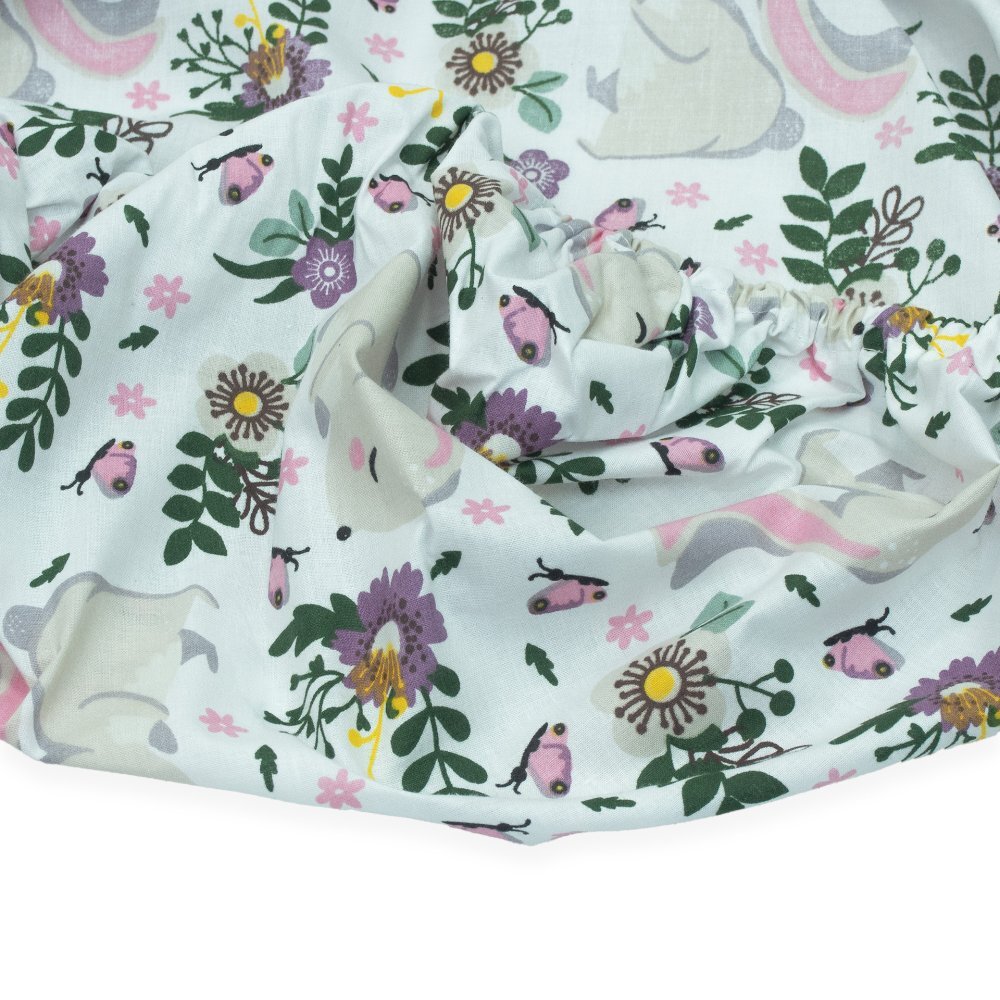 Kerstin Cearceaf pentru patut copii Bunny Pink 90x40 cm cu elastic roata material 100 bumbac
