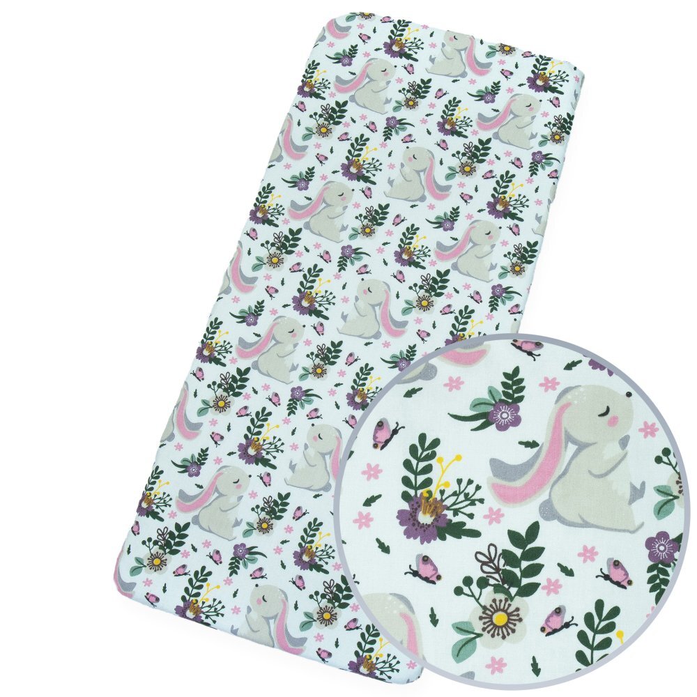 Kerstin Cearceaf pentru patut copii Bunny Pink 90x40 cm cu elastic roata material 100 bumbac