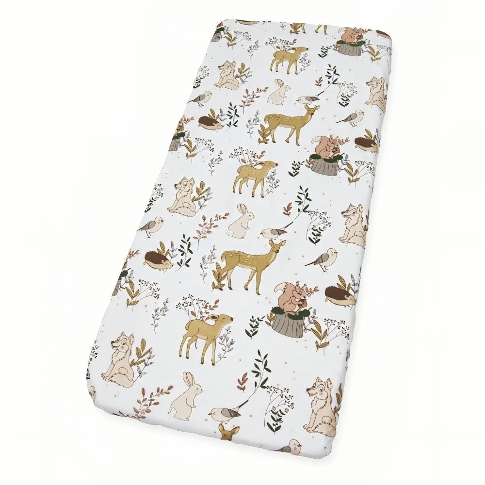 Kerstin Cearceaf pentru patut copii Forest Animals 90x40 cm cu elastic roata material 100 bumbac