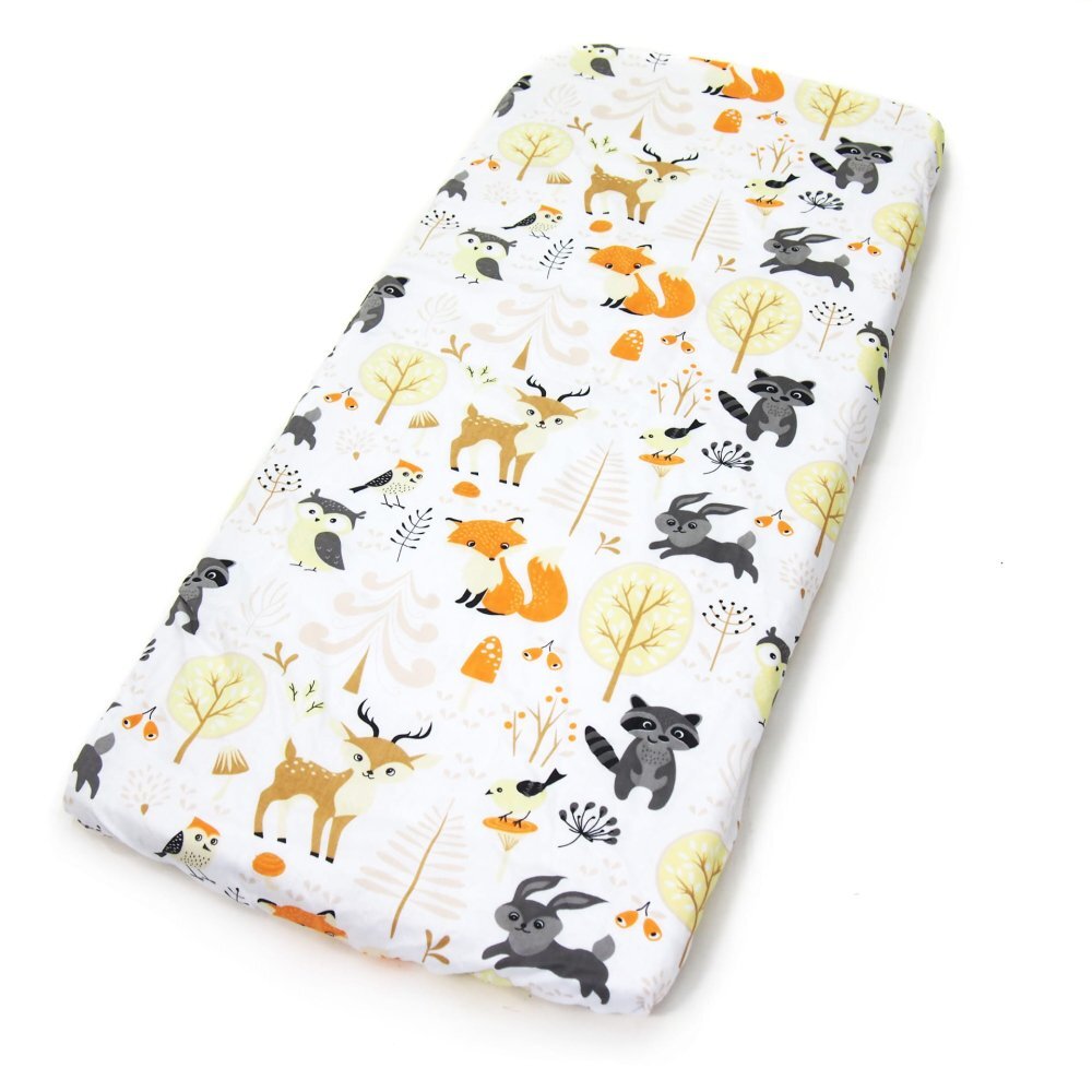 Kerstin Cearceaf pentru patut copii Forest Friends 90x40 cm cu elastic roata material 100 bumbac